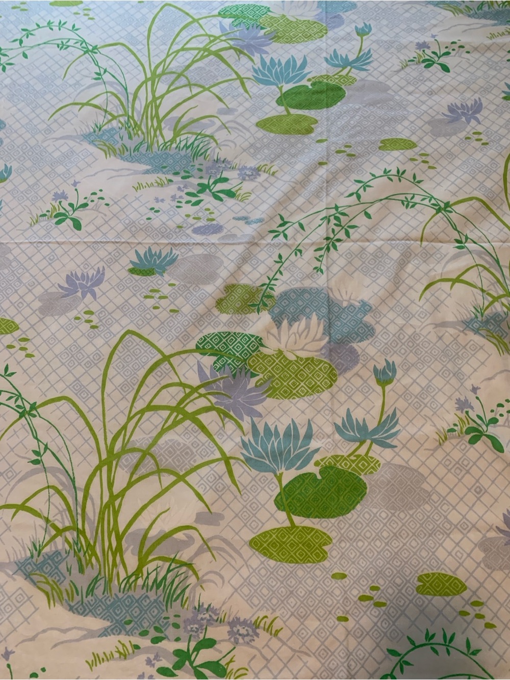 Unique Print Lily & Lily Pad Vintage Flat Sheet & 2 Pillowcases - KING